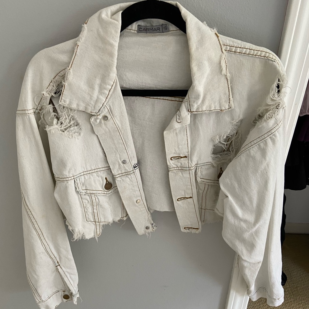 Carmar Acid Washed Cropped Denim Jacket